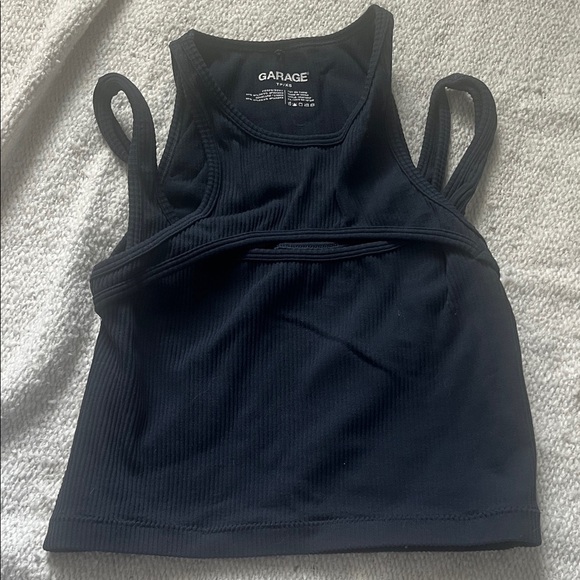 Garage Navy Ribbed Tank Top - Picture 1 of 3